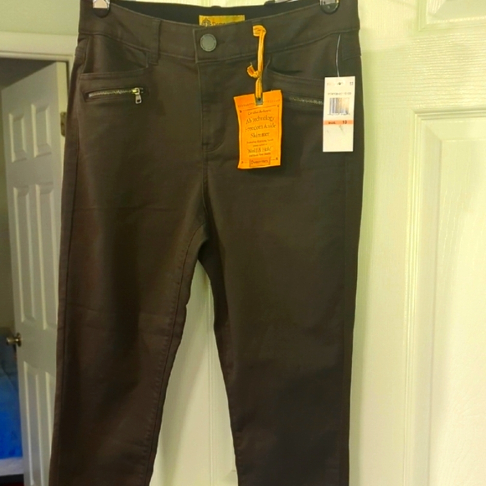 NWT Democracy Dark Brown Ankle Skimmer Pants Size 10